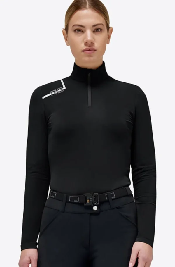 Brushed Long Sleeve Zip Jersey - Black