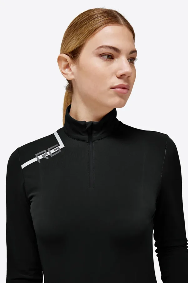 Brushed Long Sleeve Zip Jersey - Black