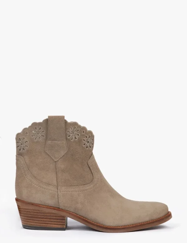 Cali Broderie Suede Cowboy Boot - Sand