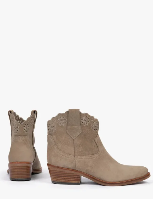 Cali Broderie Suede Cowboy Boot - Sand