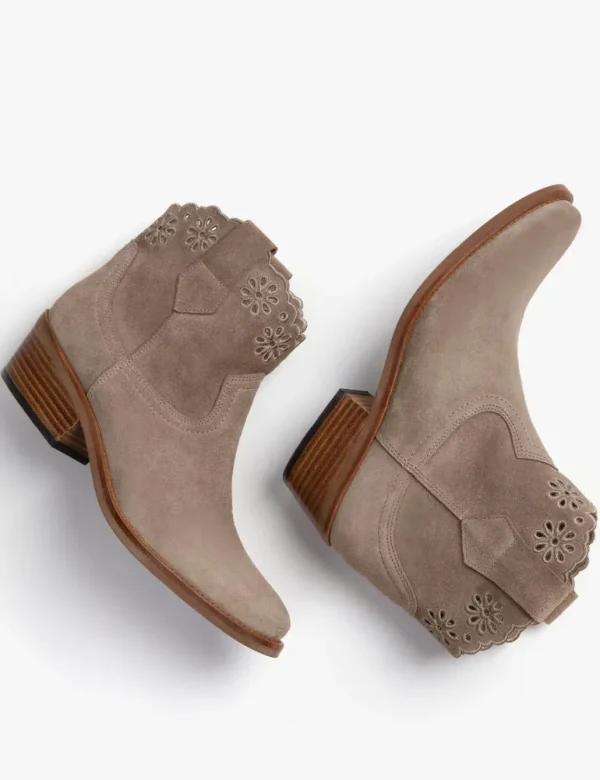 Cali Broderie Suede Cowboy Boot - Sand