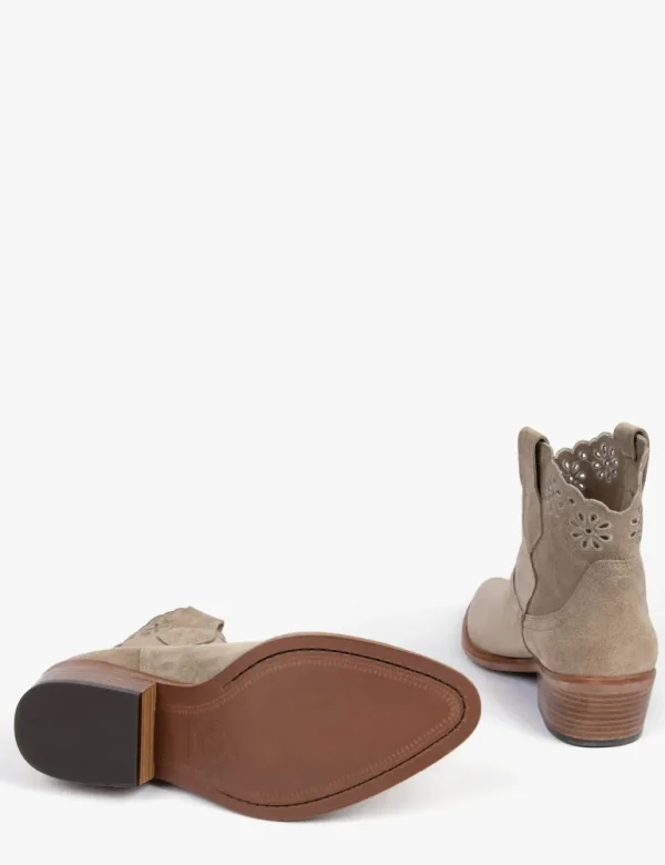 Cali Broderie Suede Cowboy Boot - Sand