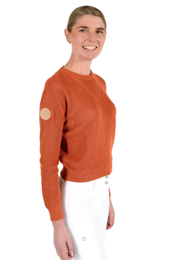 Cotton Crew Neck Sweater - Terracotta