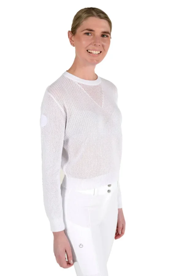 Cotton Crew Neck Sweater - White