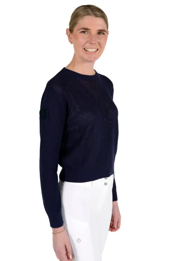 Cotton Crew Neck Sweater - Navy