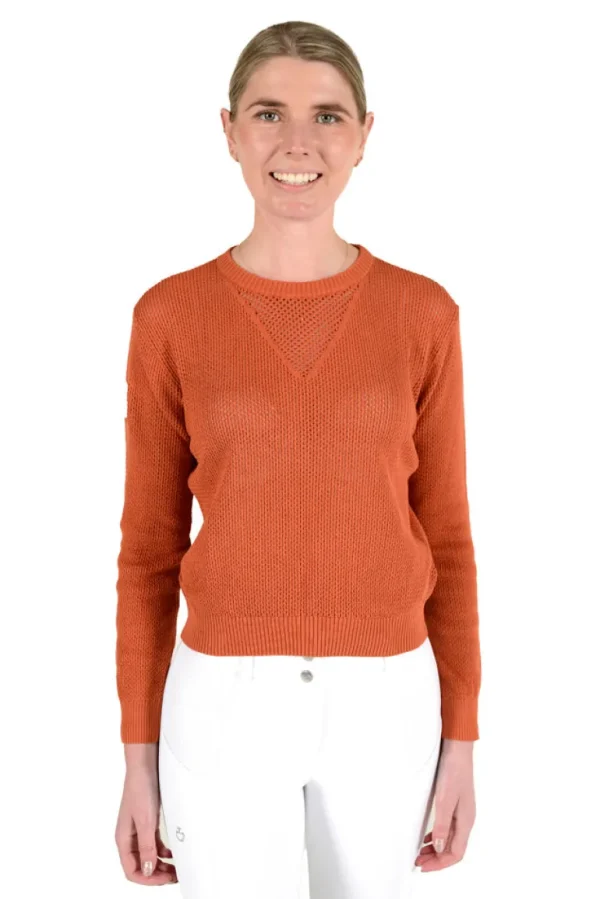 Cotton Crew Neck Sweater - Terracotta