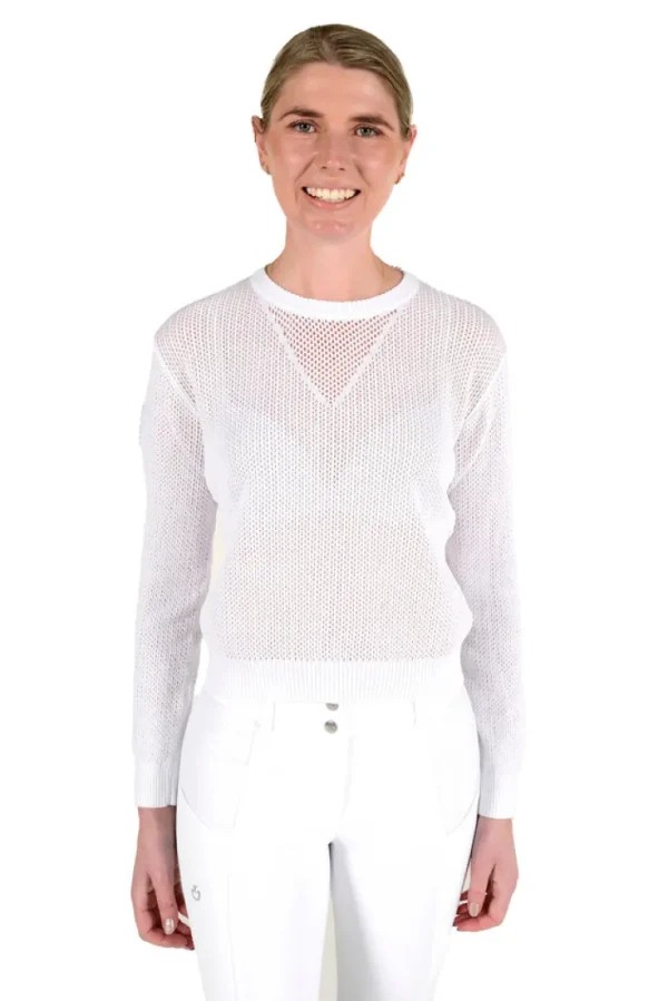 Cotton Crew Neck Sweater - White