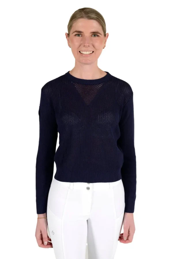 Cotton Crew Neck Sweater - Navy