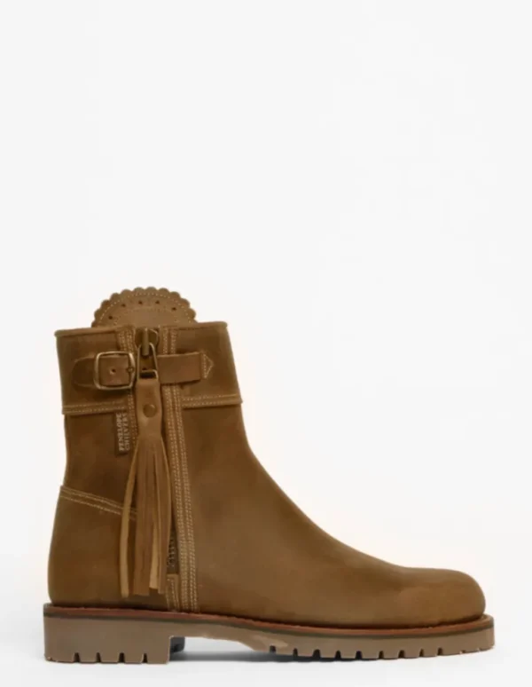 Cropped Leather Tassel Boot - Biscuit