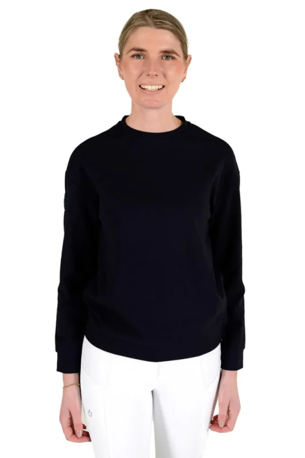 Diagonal Weave Crew Neck - Navy