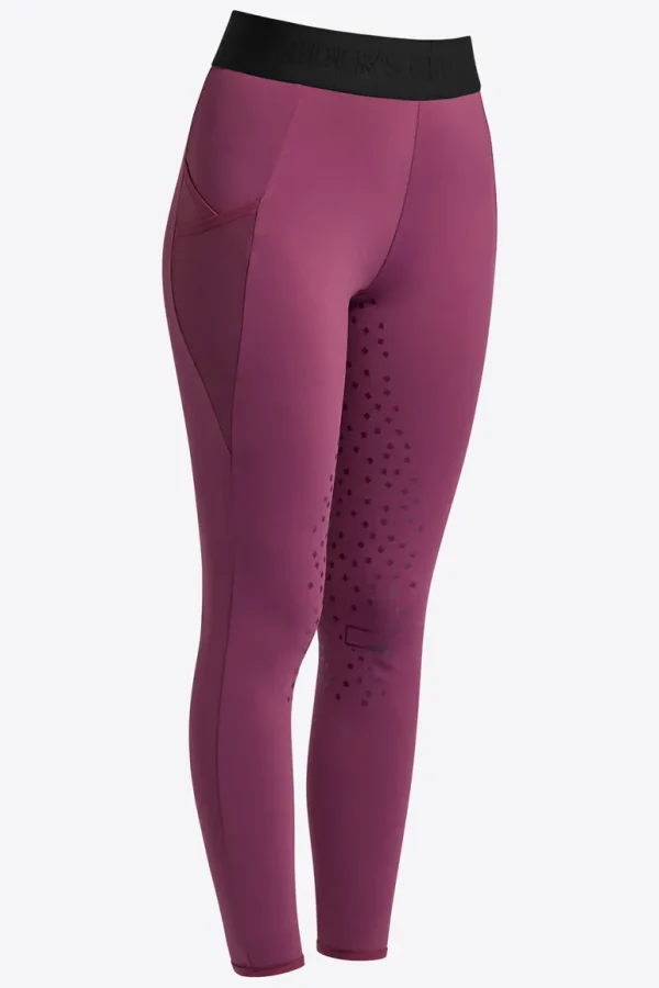 Elastic Band Full Grip Leggings - Berry