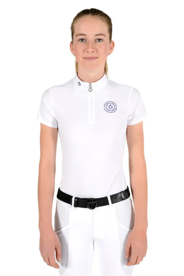 Girl's Jersey S/S Competition Polo - White