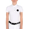 Girl's S/S Button Competition Polo - White