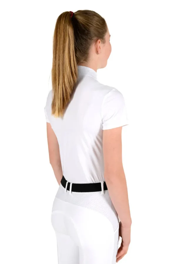 Girl's S/S Button Competition Polo - White