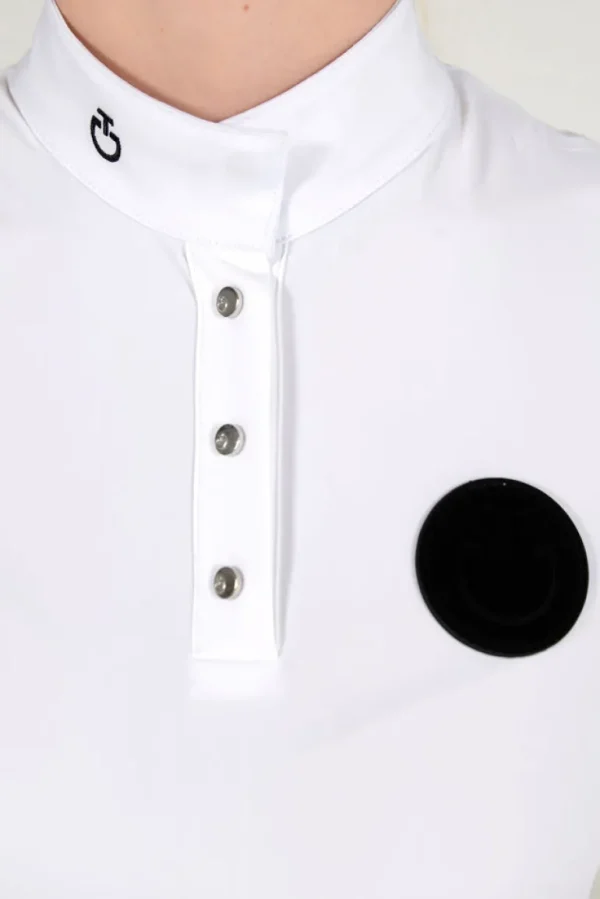 Girl's S/S Button Competition Polo - White