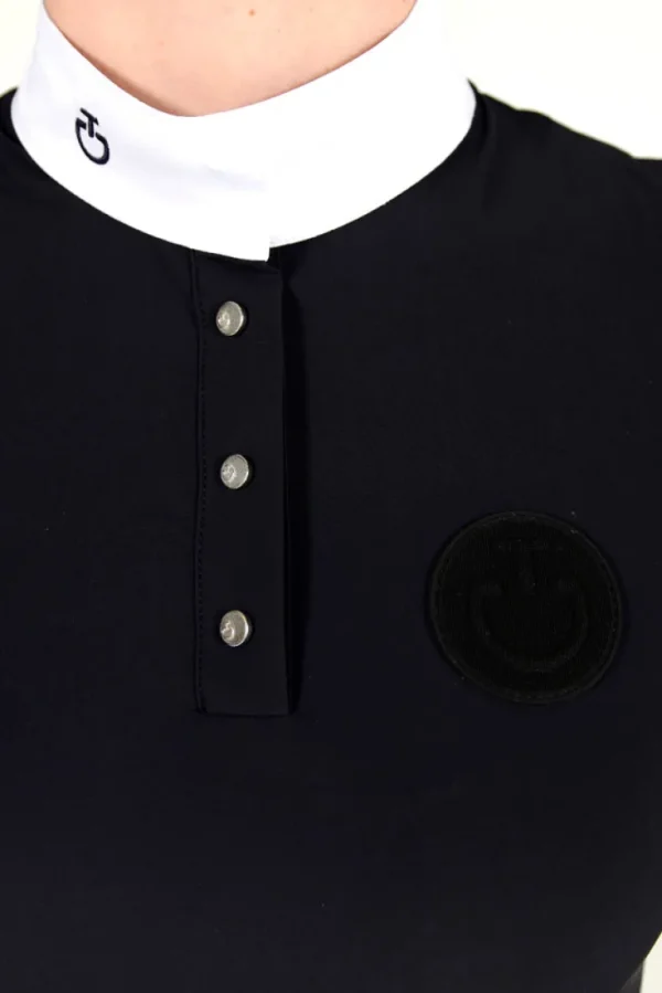 Girl's S/S Button Competition Polo - Navy