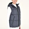 Hooded Down Padded Vest - Navy