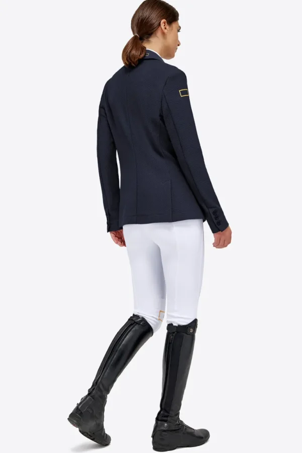 Jersey Mesh Riding Zip Jacket - Navy w Gold Logo