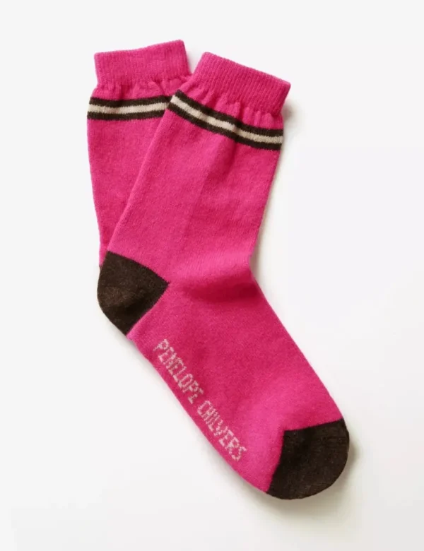 Lambswool Socks - Brown/Pink