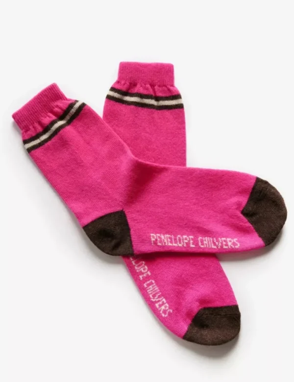 Lambswool Socks - Brown/Pink