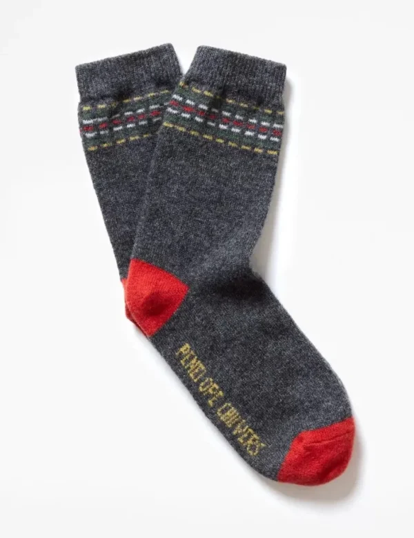 Lambswool Socks - Charcoal/Yellow/Moss/Red