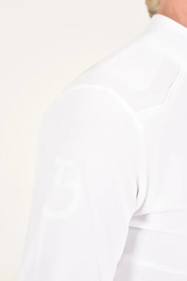 Long Sleeve Zip Polo - White