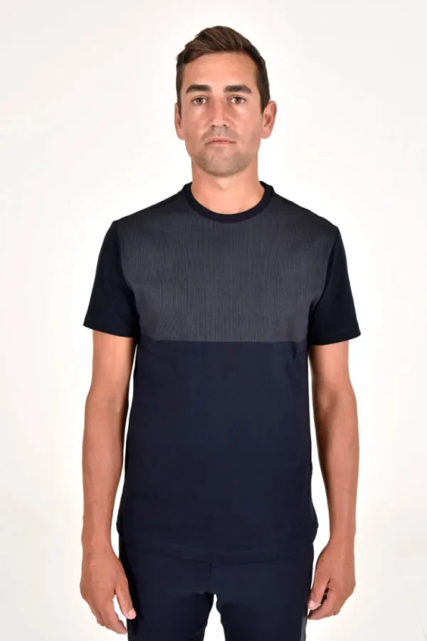 Men's CT Stripe Logo Cotton T-Shirt - Navy