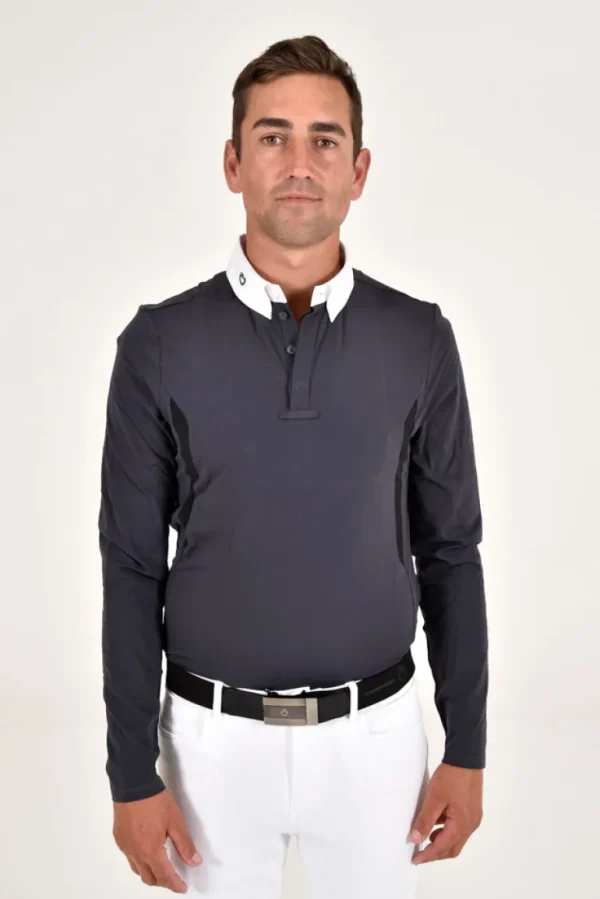 Men's Long Sleeve Tech Polo - Navy