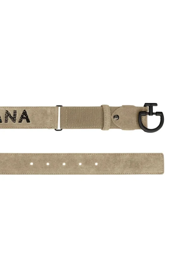 Men's Suede Logo Belt - Cacao