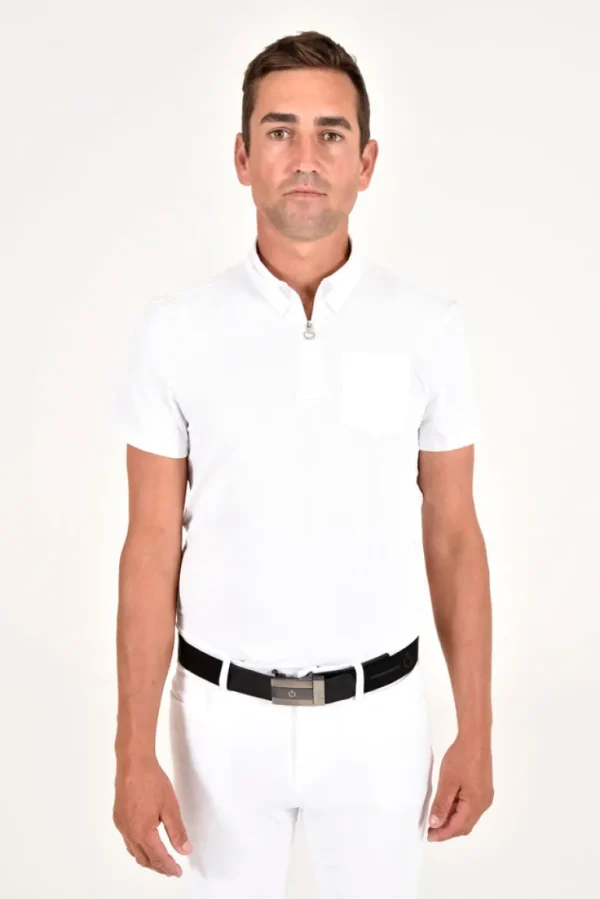 Men's Tech Pique Short Sleeve Zip Training Polo - White