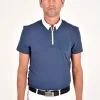 Men's Tech Pique Short Sleeve Zip Training Polo - Atlantic Blue