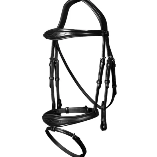 New English Anatomic Flash Noseband Bridle - Black