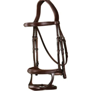 New English Double Noseband Bridle - Brown