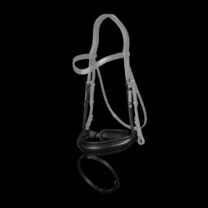 New English Matte Large Crank Noseband with Flash - Black