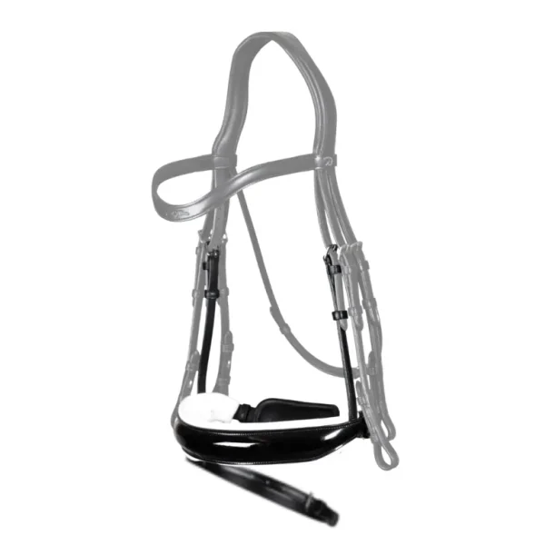 New English Patent Large Crank Noseband with Flash - Black/White