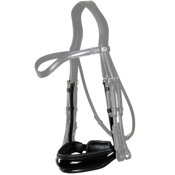 New English Patent Large Crank Noseband - Black