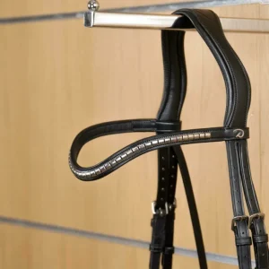 New English Silver Clincher Browband - Black