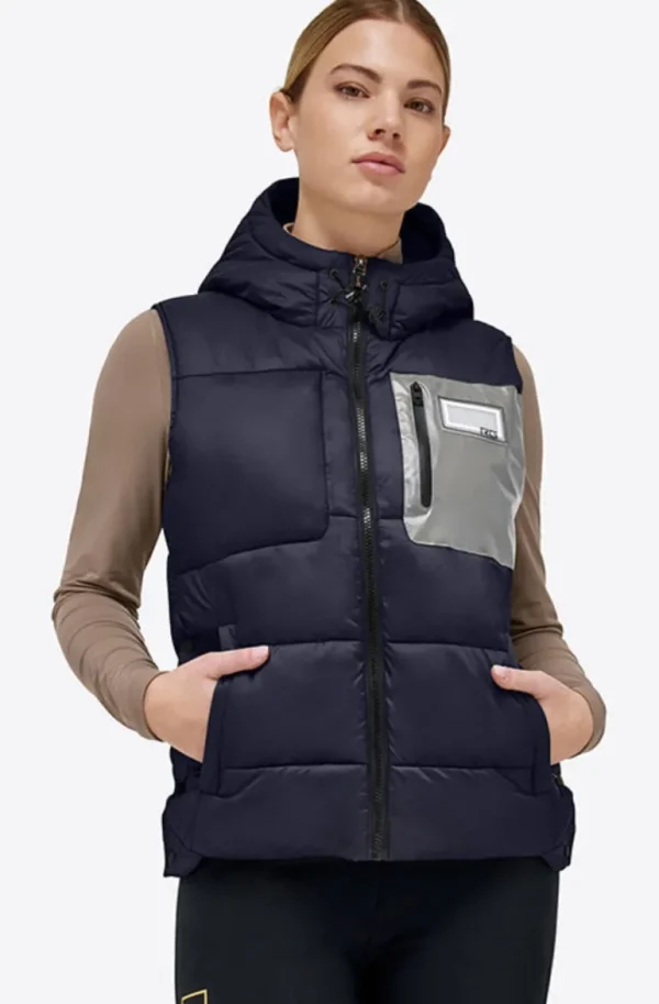 Nylon Hooded Puffer Vest - Navy