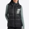 Nylon Hooded Puffer Vest - Black