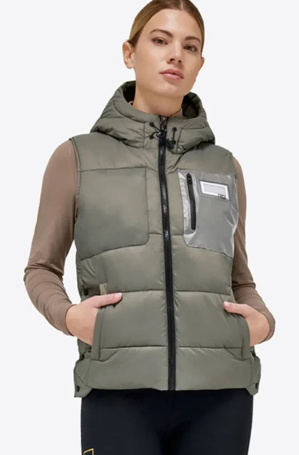 Nylon Hooded Puffer Vest - Dusty Olive