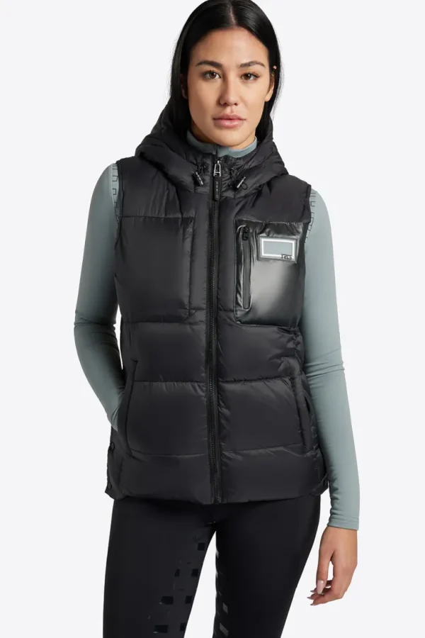 Nylon Hooded Puffer Vest - Black