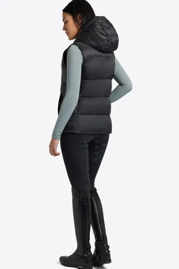 Nylon Hooded Puffer Vest - Black