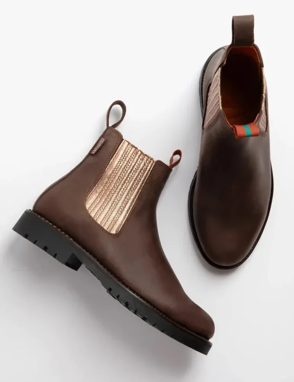 Oscar Leather Boot - Bitter Chocolate/Rose Gold