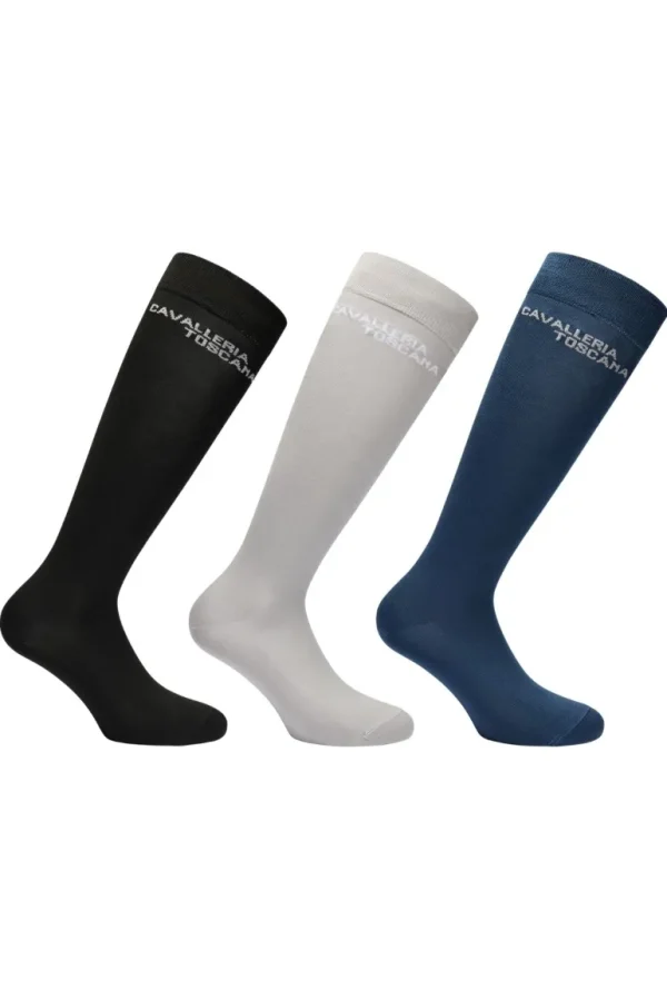 3 Pack Logo Socks - Black/Grey/Navy