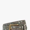 Paisley Leather Belt - Blue