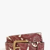 Paisley Leather Belt - Red