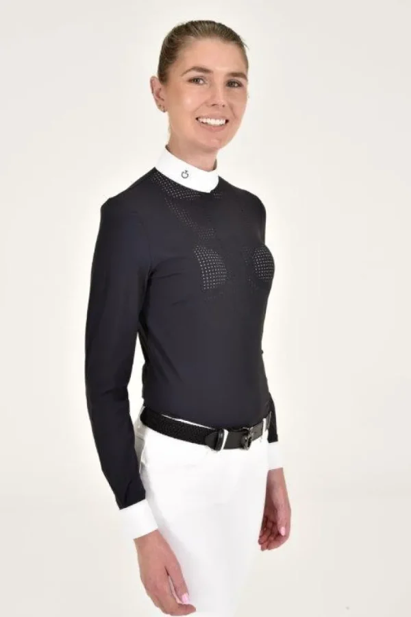 Perforated Bib L/S Shirt - Navy