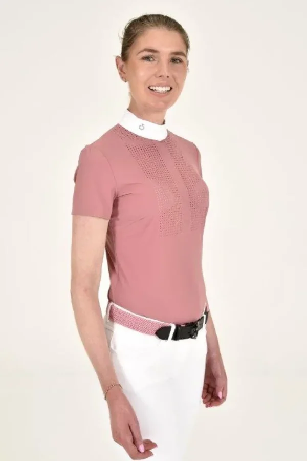 Perforated Bib S/S Shirt - Dusty Rose