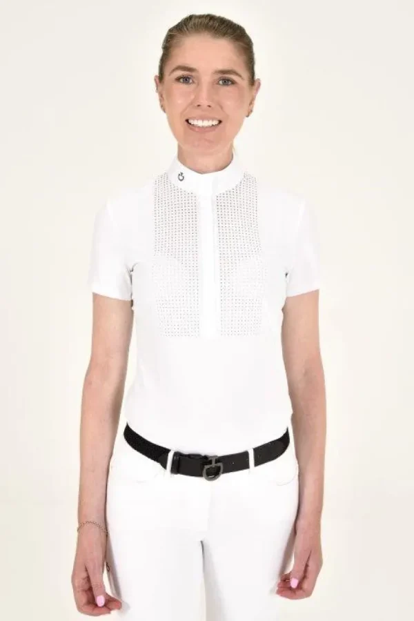 Perforated Bib S/S Shirt - White