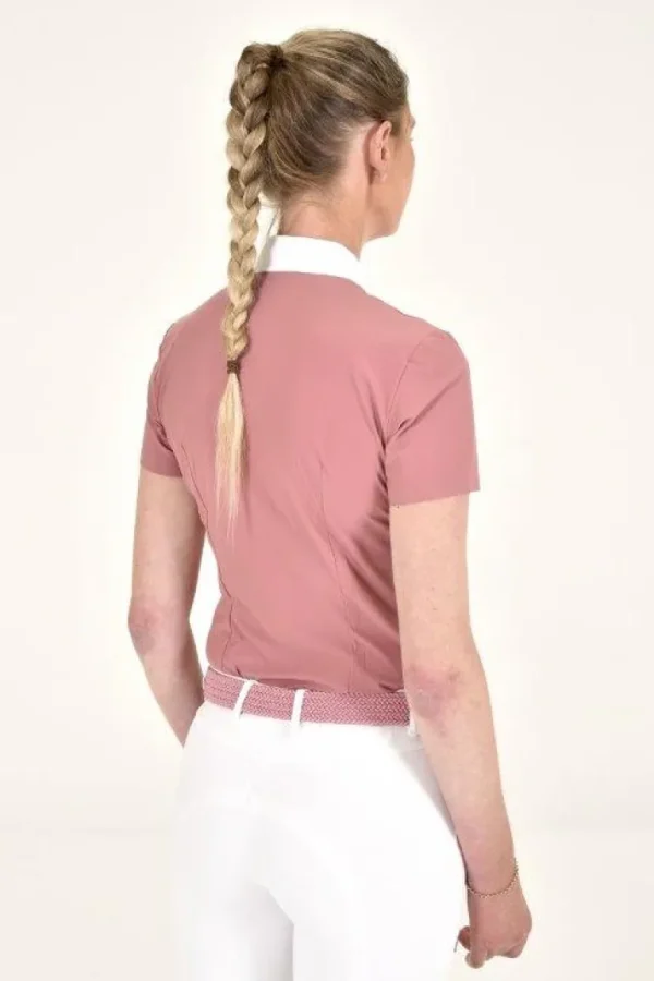 Perforated Bib S/S Shirt - Dusty Rose